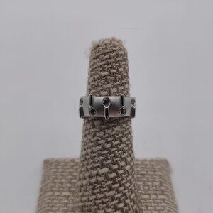 Size 5.5 Sterling Silver Abstract Cubic Zirconia Brushed Band Ring A3476